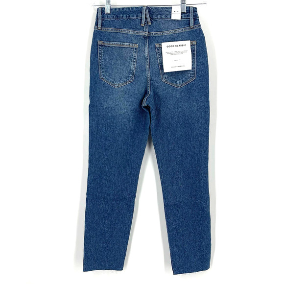 Good American Good Crop Raw Hem Slim Jeans Blue‎ 940 Size 8/29 NWT